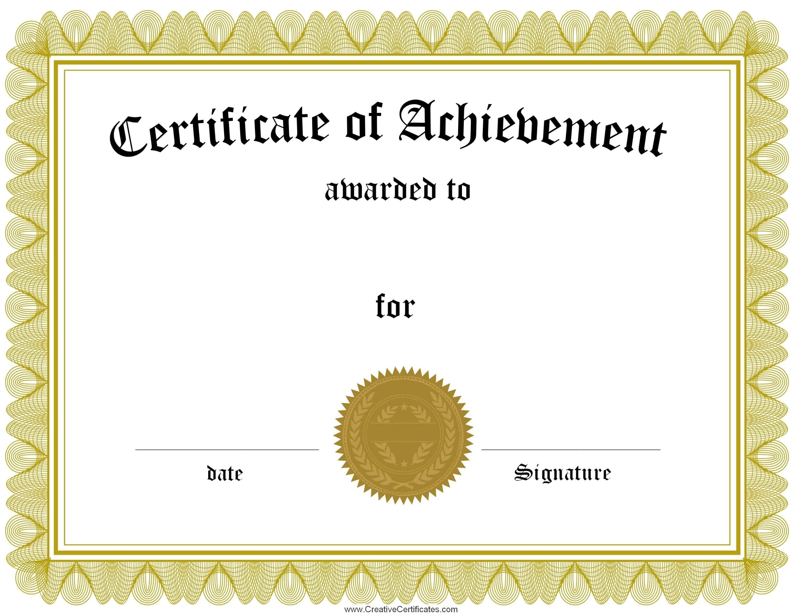 001 Free Printable Certificates Of Achievement Certificate Template - Free Printable Certificates Of Achievement