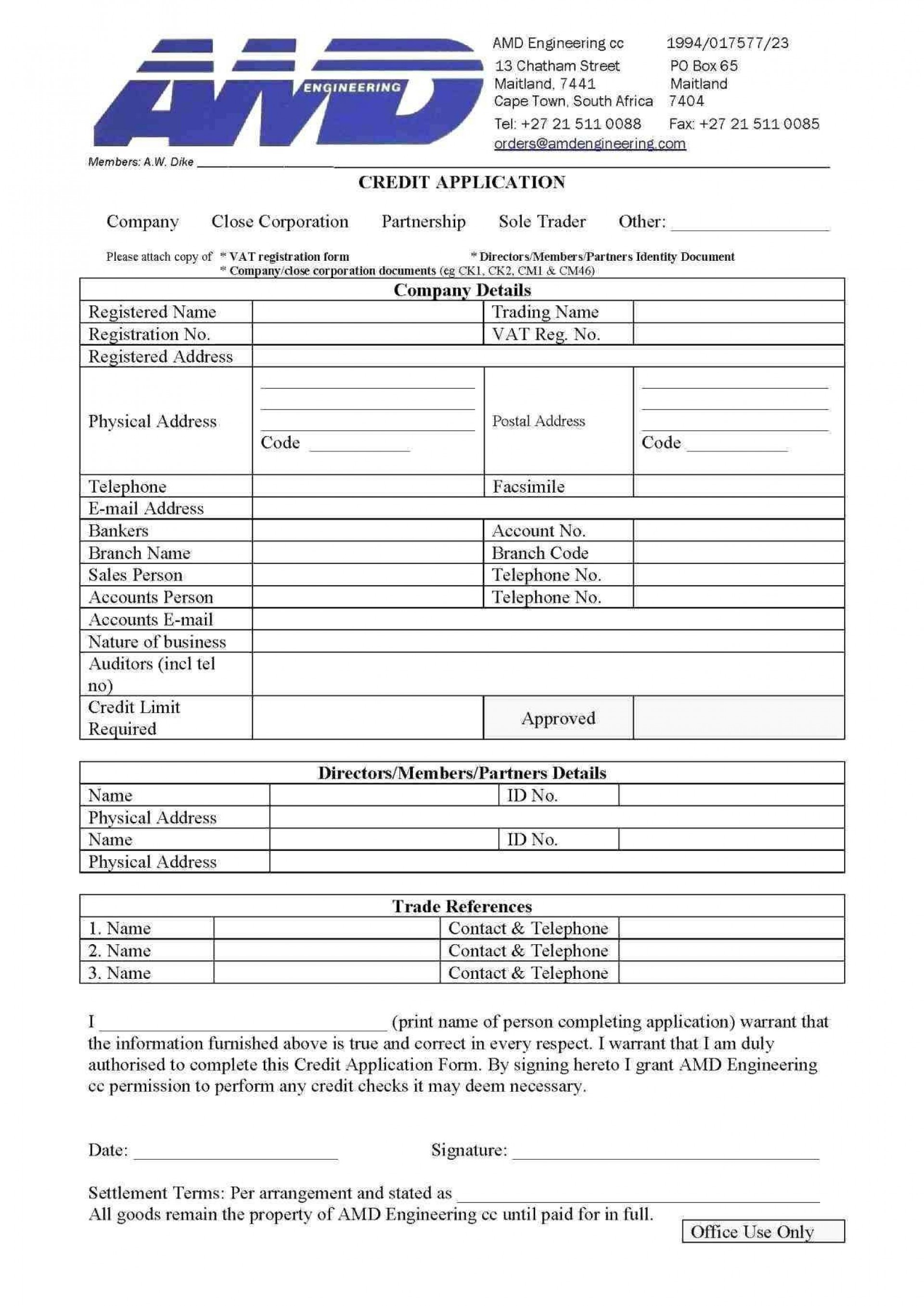 001 Template Ideas Business Credit Application Form Excel Formte - Free Printable Business Credit Application Form