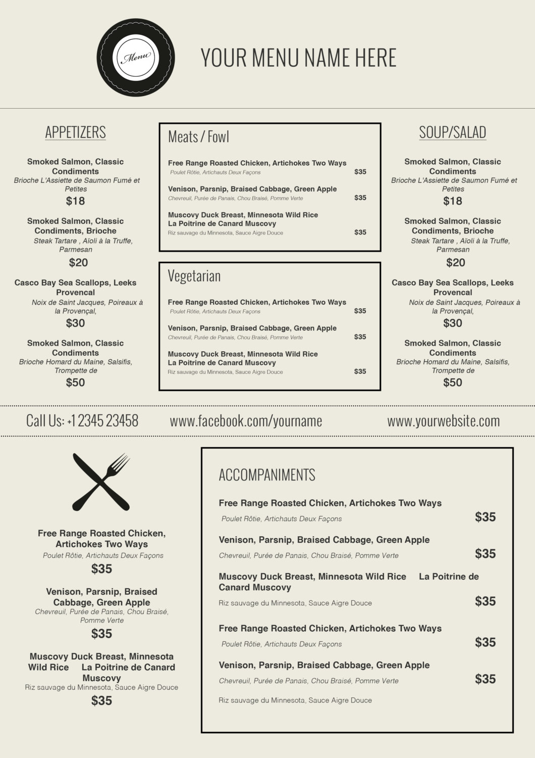 004 Friench Food Menu Template In Ms Word Ideas ~ Ulyssesroom - Menu Template Free Printable Word