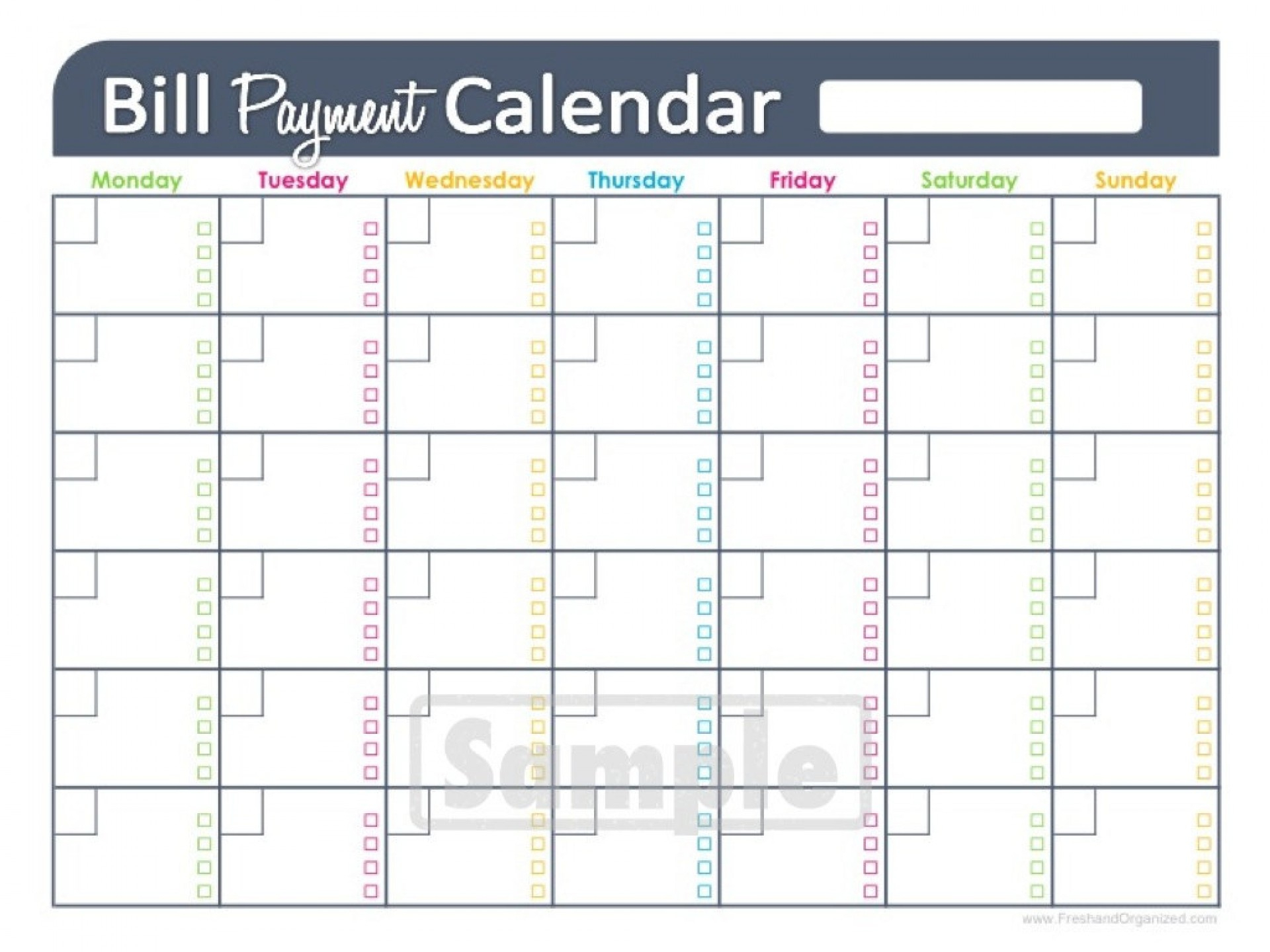 Free Printable Weekly Bill Organizer Free Printable