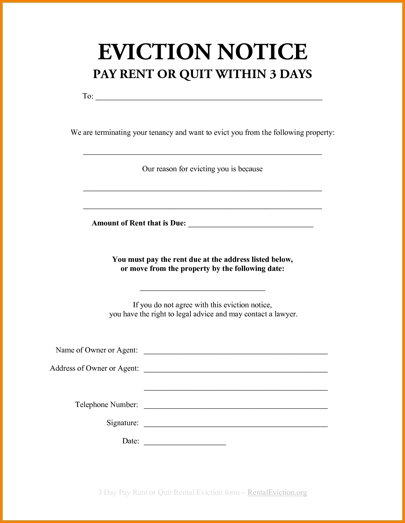 007 Free Printable Eviction Notice Template Blank Form ~ Ulyssesroom - Free Printable Eviction Notice