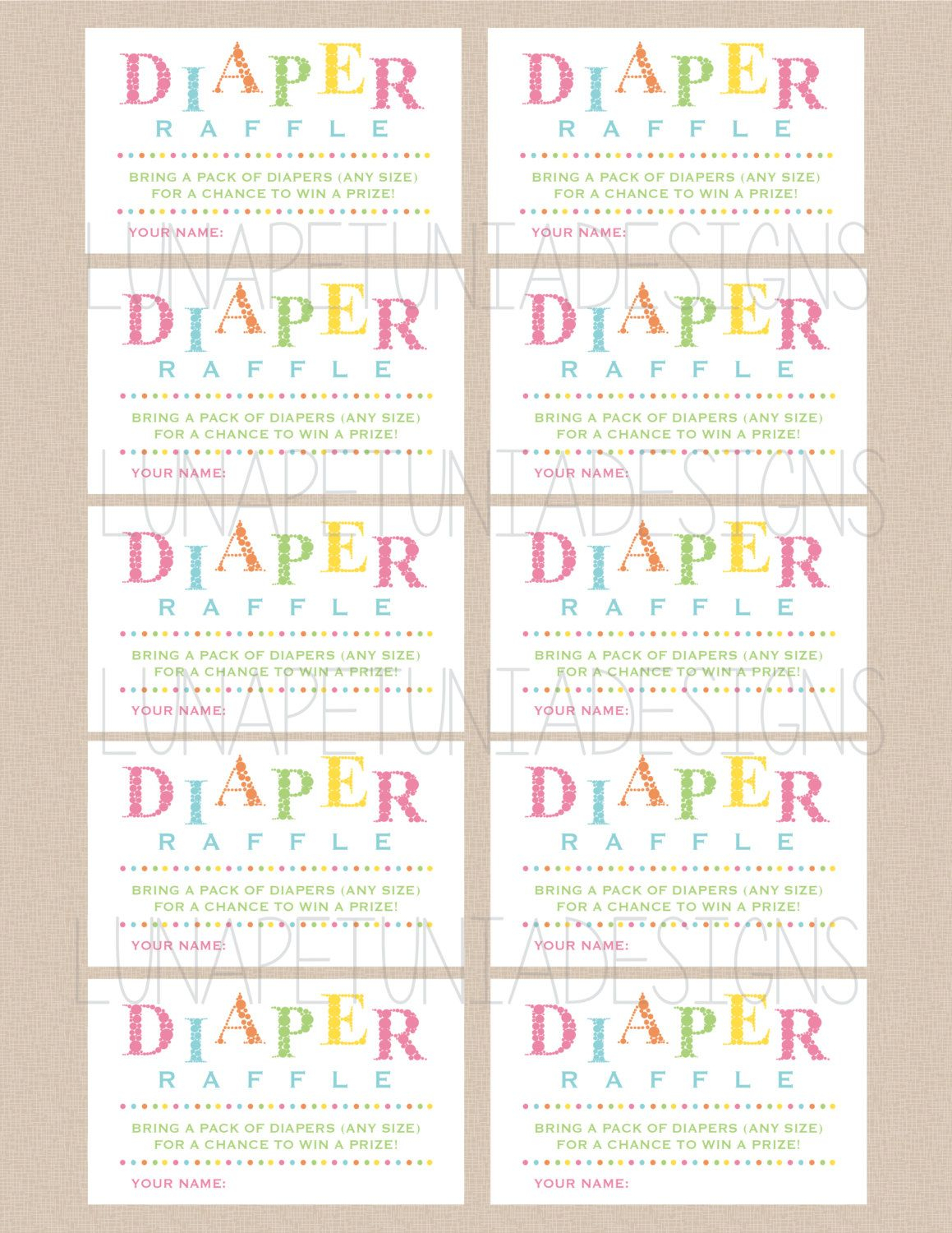 Diaper Raffle Free Printable