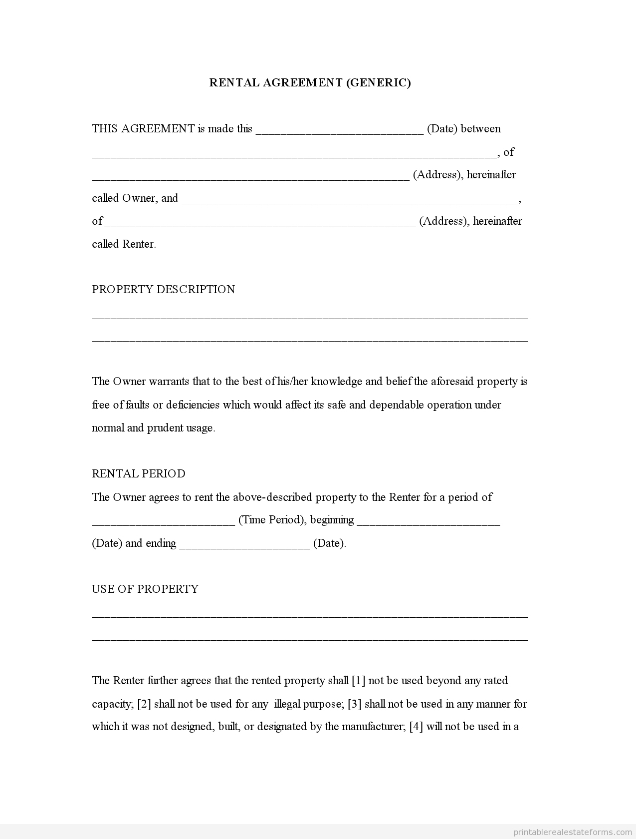 015 Simple Lease Agreement Template Free Printable Basic Rental Form - Free Printable Room Rental Agreement Forms