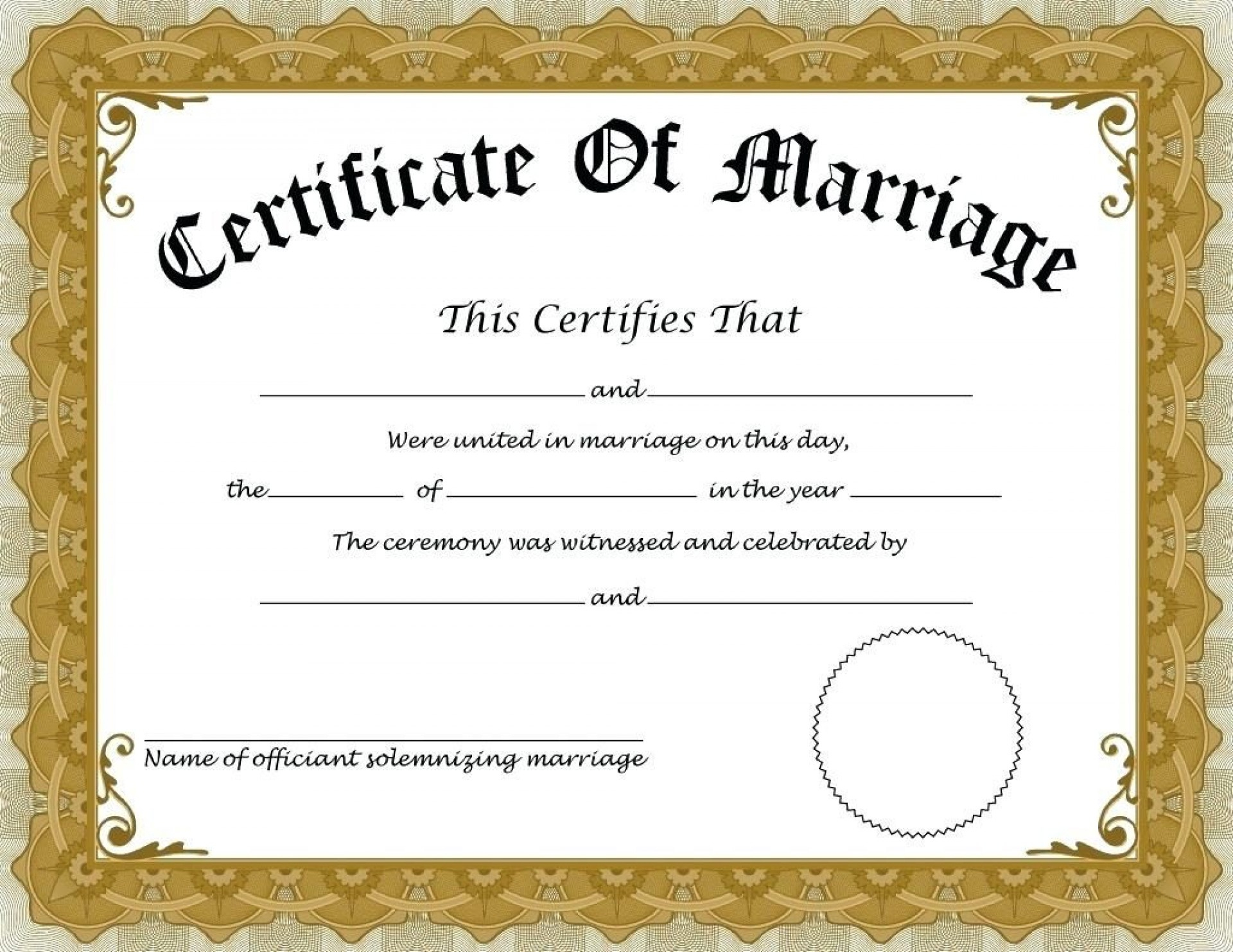 015 Template Ideas Fake Marriage Certificate Free Editable - Fake Marriage Certificate Printable Free