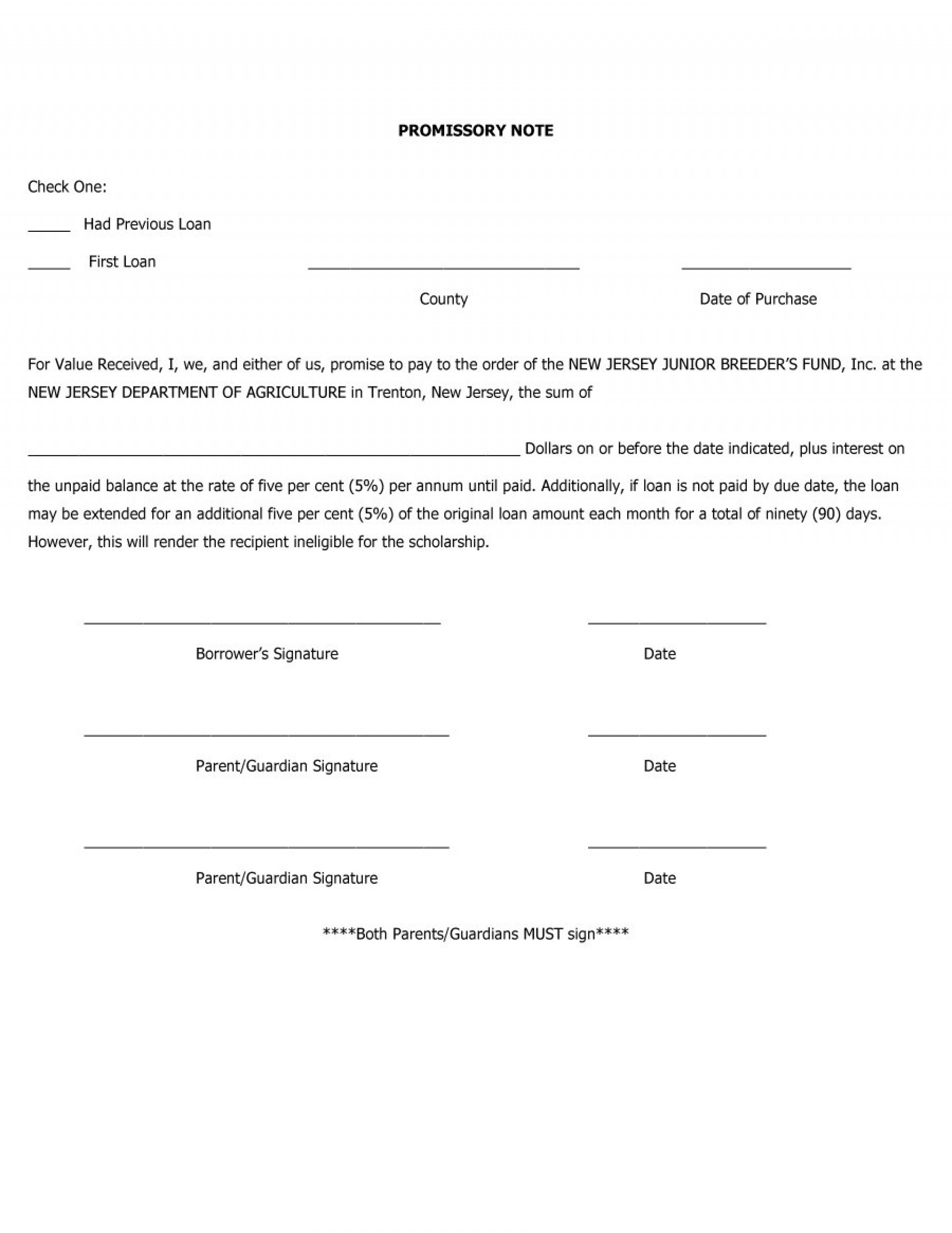 Free Printable Promissory Note For Personal Loan Free Printable