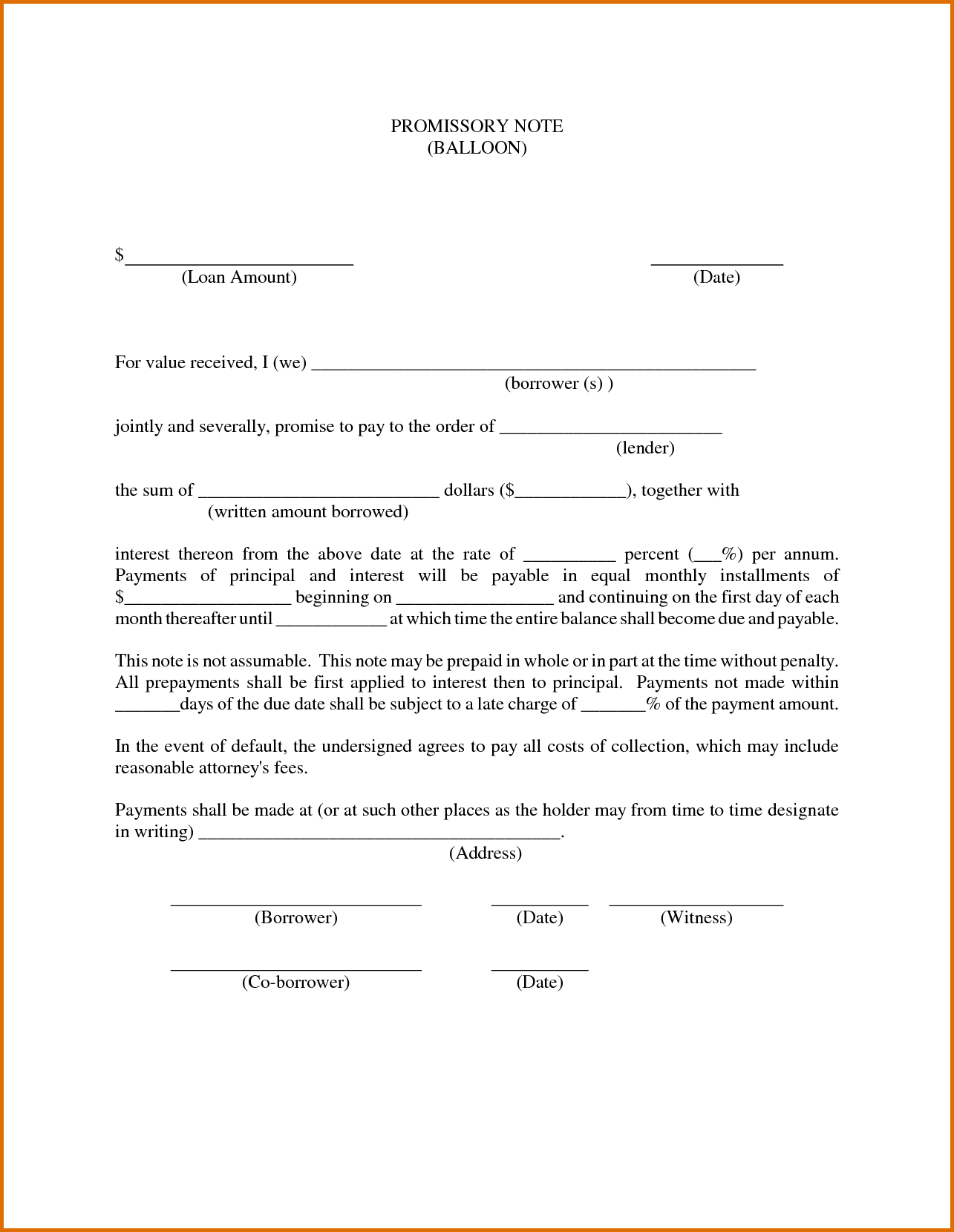 Promissory Loan Agreement Template