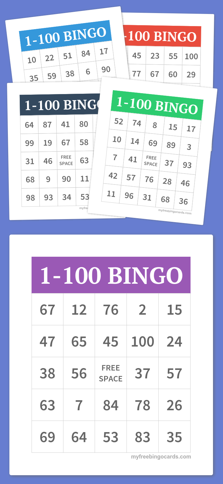1-100 Bingo | Party Games - Free Printable Bingo Cards 1 100