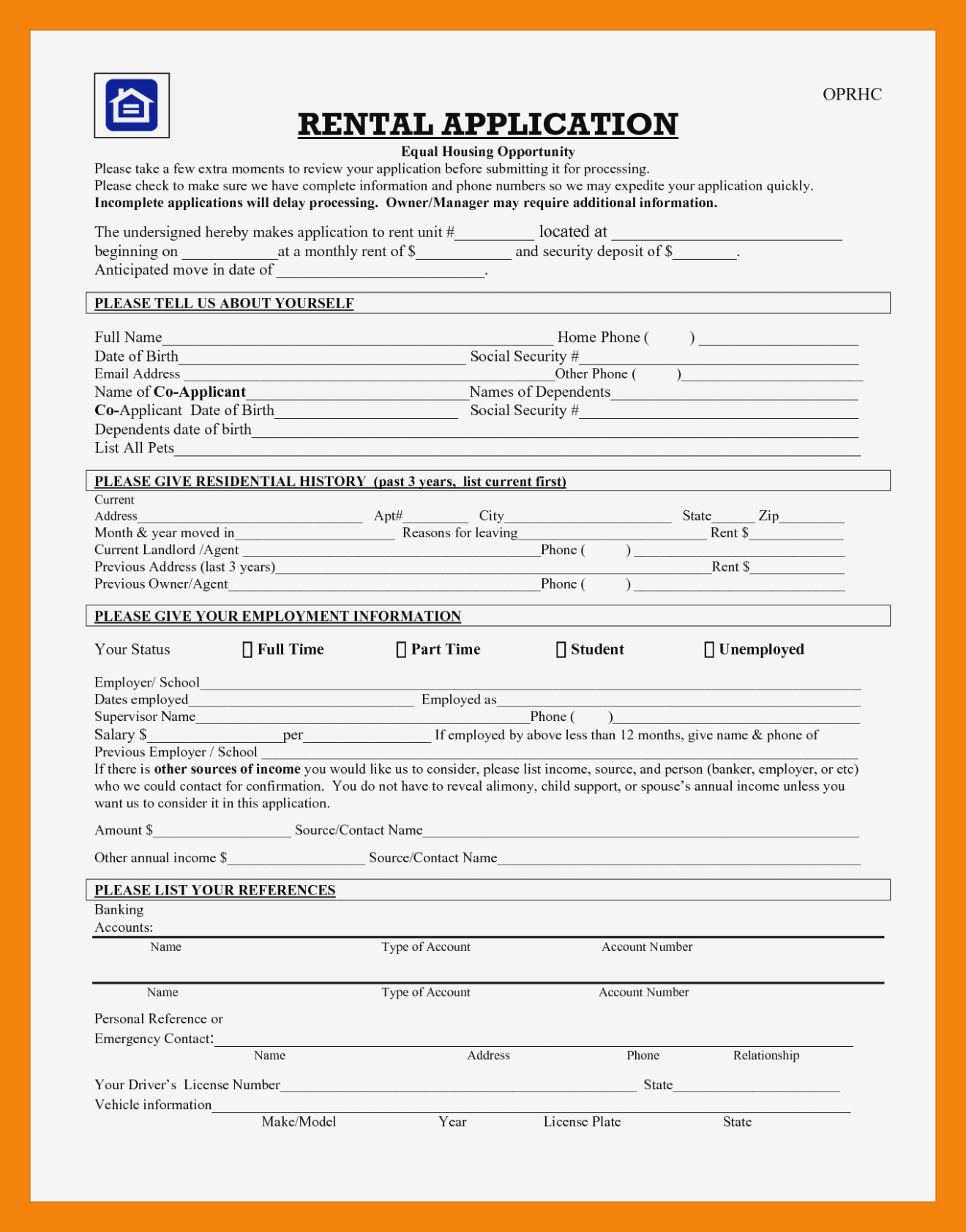 12 Free Printable Basic Rental Application | St Columbaretreat House - Free Printable House Rental Application Form