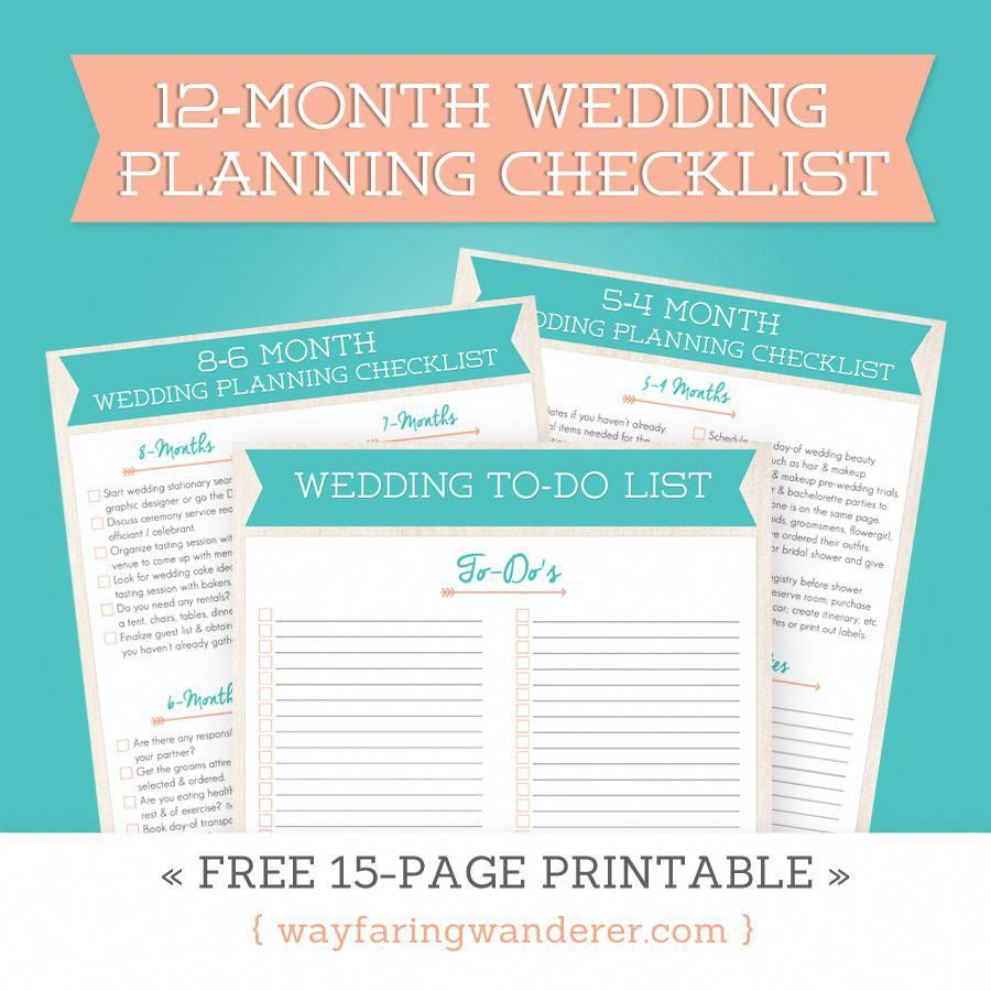 12-Month Wedding Planning Checklist - Free Timeline Printable Pdf - Free Printable Wedding Planner Book Pdf