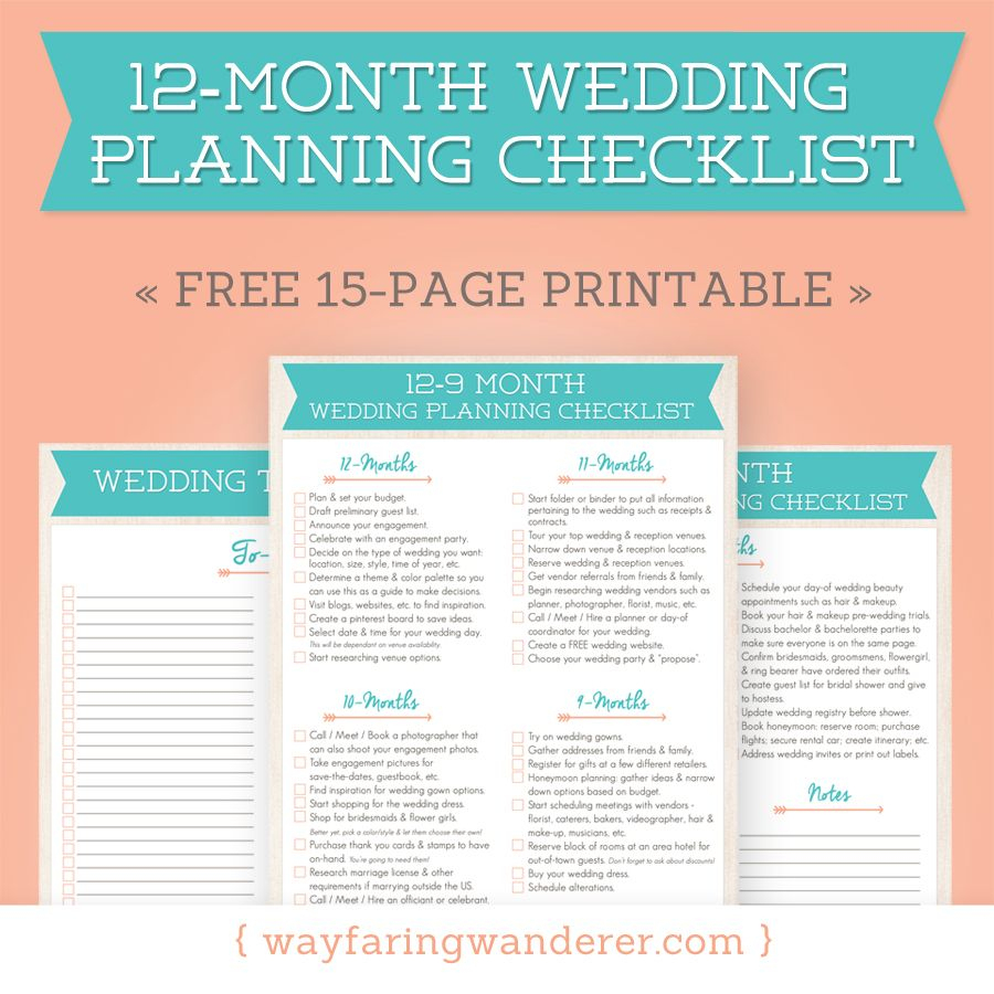 12-Month Wedding Planning Checklist - Free Timeline Printable Pdf - Free Printable Wedding Planner Pdf