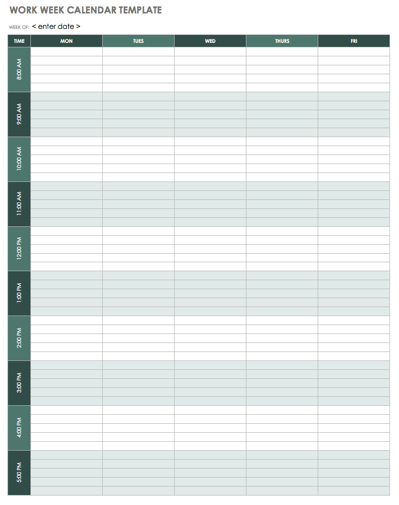15 Free Weekly Calendar Templates | Smartsheet - Free Printable Blank Weekly Schedule