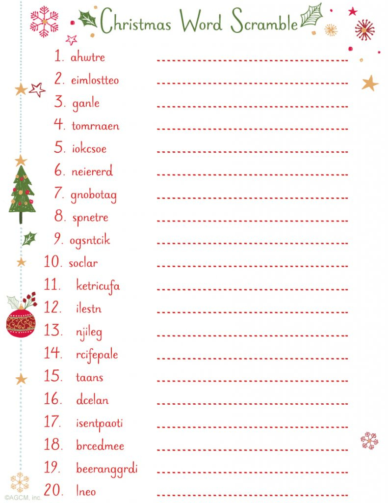 Christmas Song Scramble Free Printable Free Printable