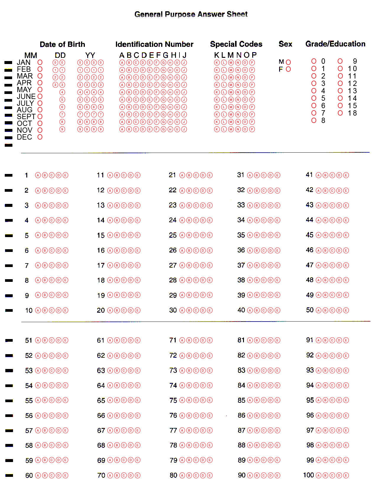 Bubble Sheet Printable