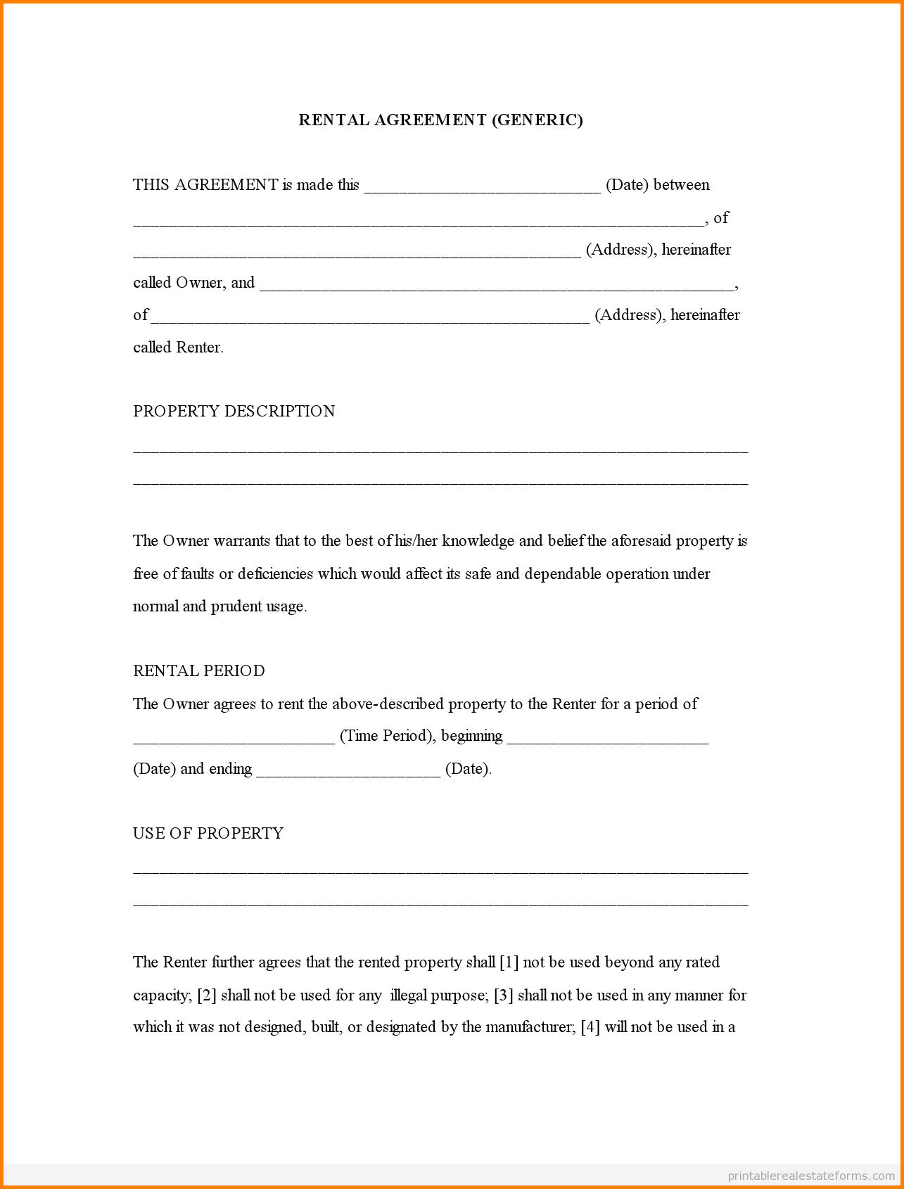 29 Images Of Print Free Rental Agreement Template | Linaca - Blank Lease Agreement Free Printable
