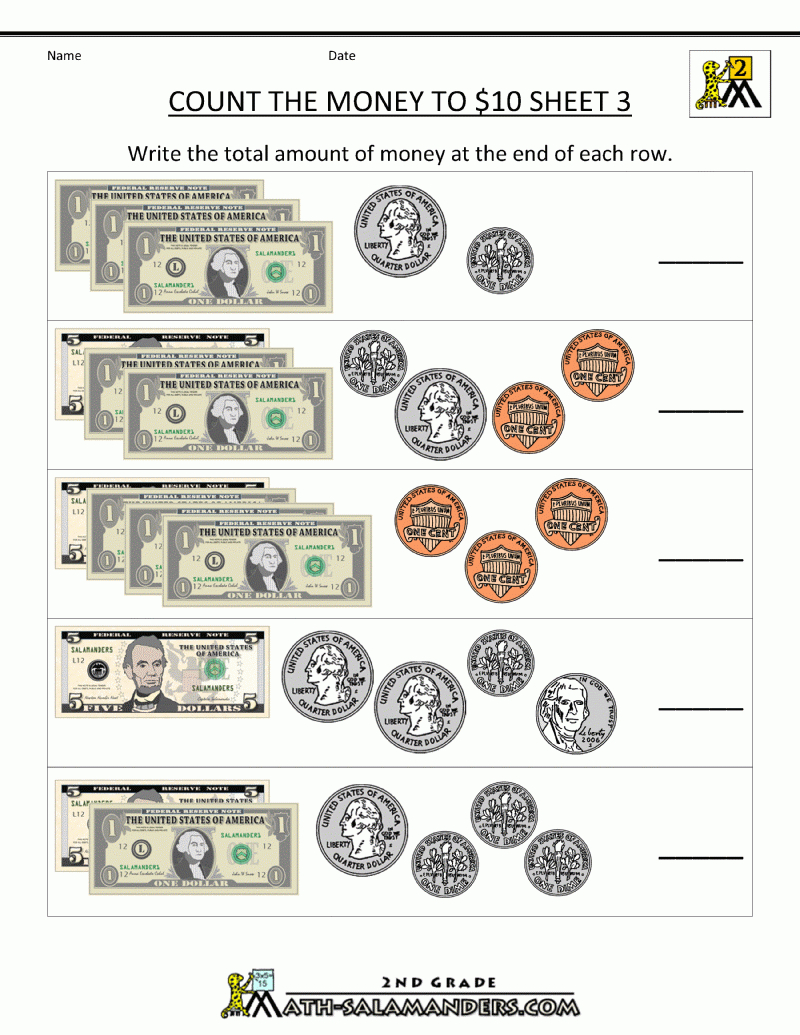 Free Printable Counting Money Worksheets For 2Nd Grade