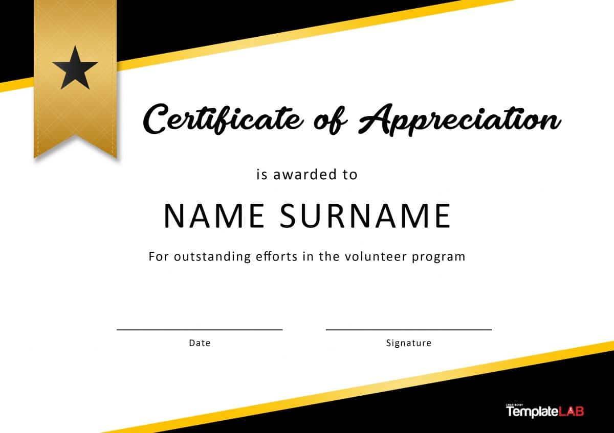 30 Free Certificate Of Appreciation Templates And Letters - Free Printable Volunteer Certificates Of Appreciation