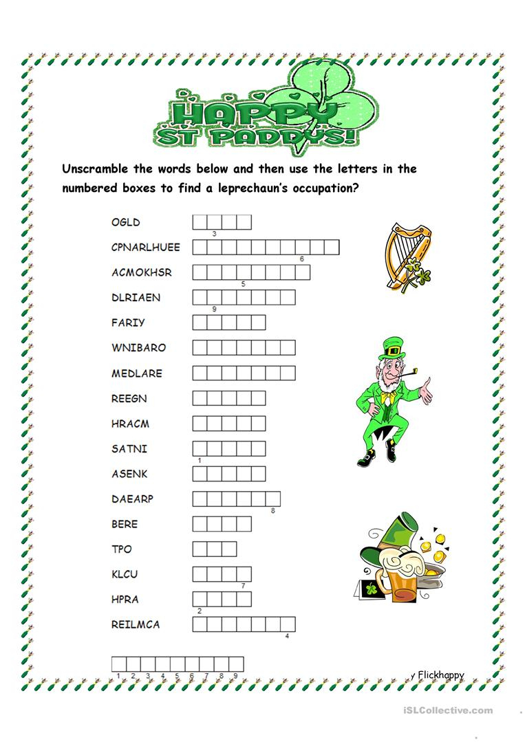 Free Printable Word Scramble Worksheets