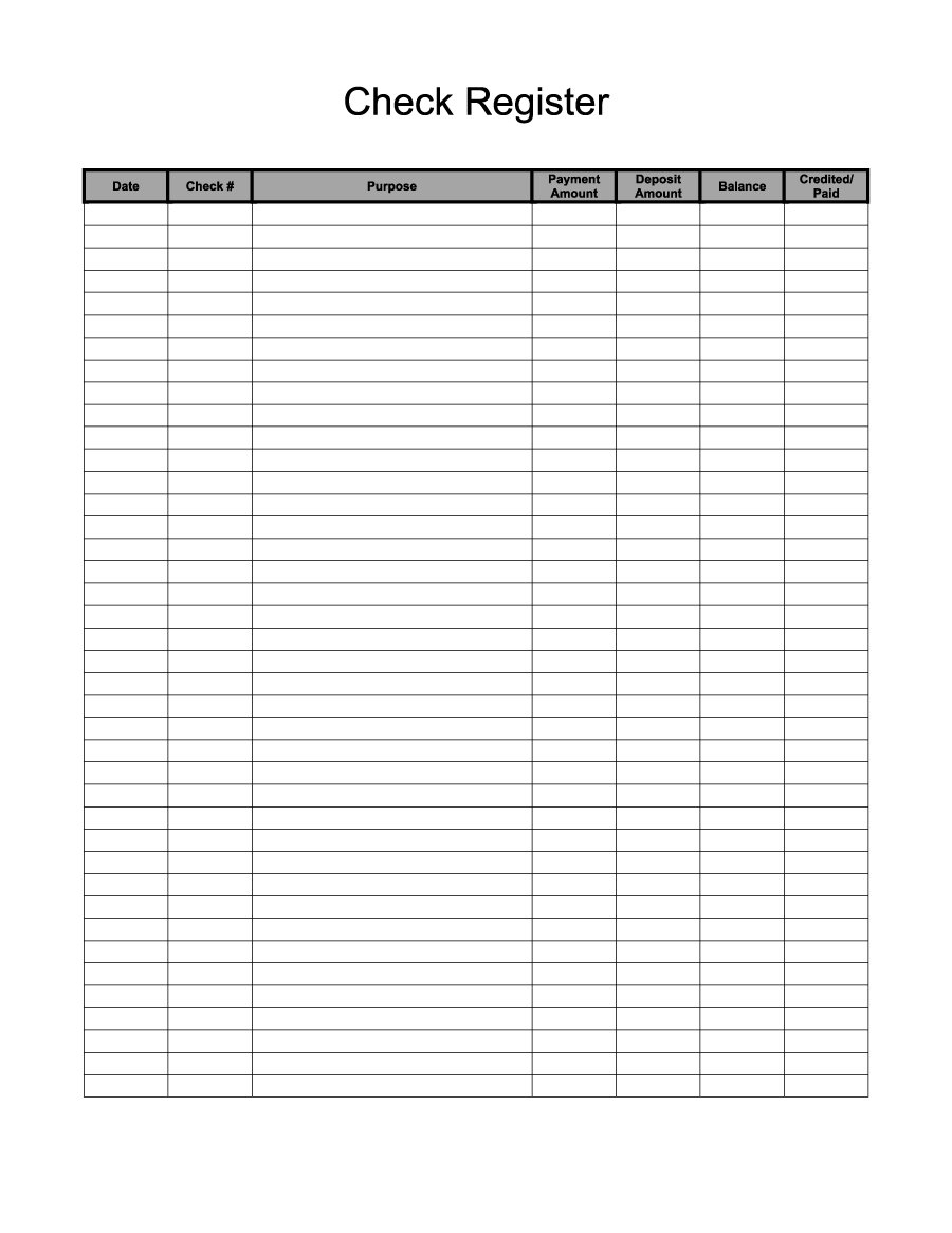 37 Checkbook Register Templates [100% Free, Printable] ᐅ Template Lab - Free Printable Blank Check Register Template