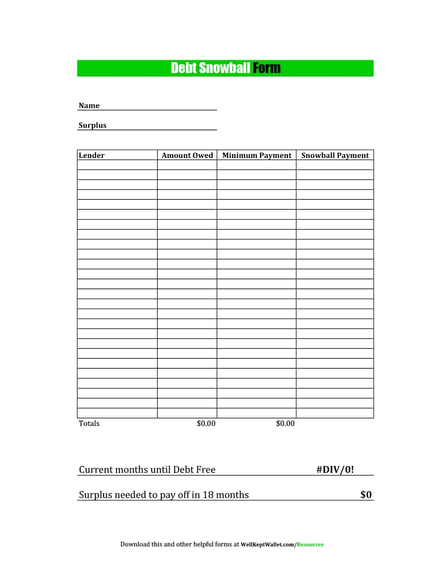 38 Debt Snowball Spreadsheets, Forms &amp;amp; Calculators ❄❄❄ - Free Printable Debt Snowball Worksheet