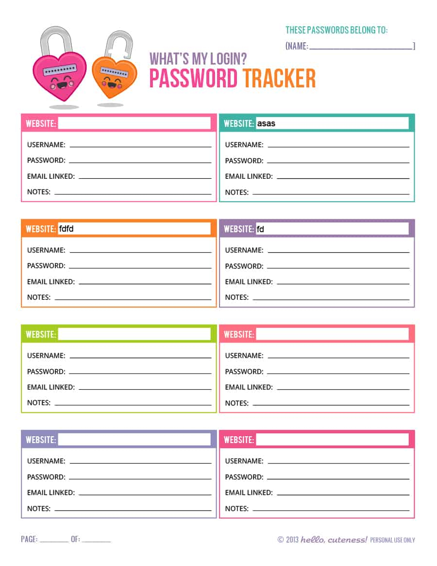39 Best Password List Templates (Word, Excel &amp;amp; Pdf) - Template Lab - Free Printable Password List