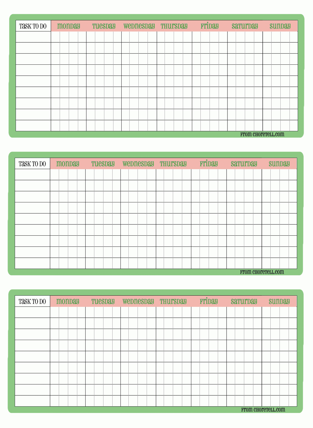 4-Week To-Do Chore Chart Checklists | Free Printable Downloads From - Free Printable Charts And Lists