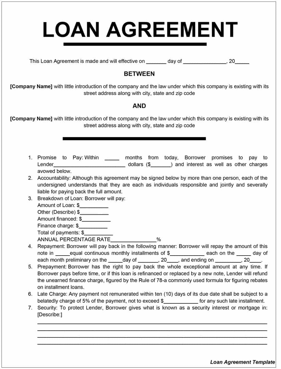 40+ Free Loan Agreement Templates [Word &amp;amp; Pdf] - Template Lab - Free Printable Blank Loan Agreement