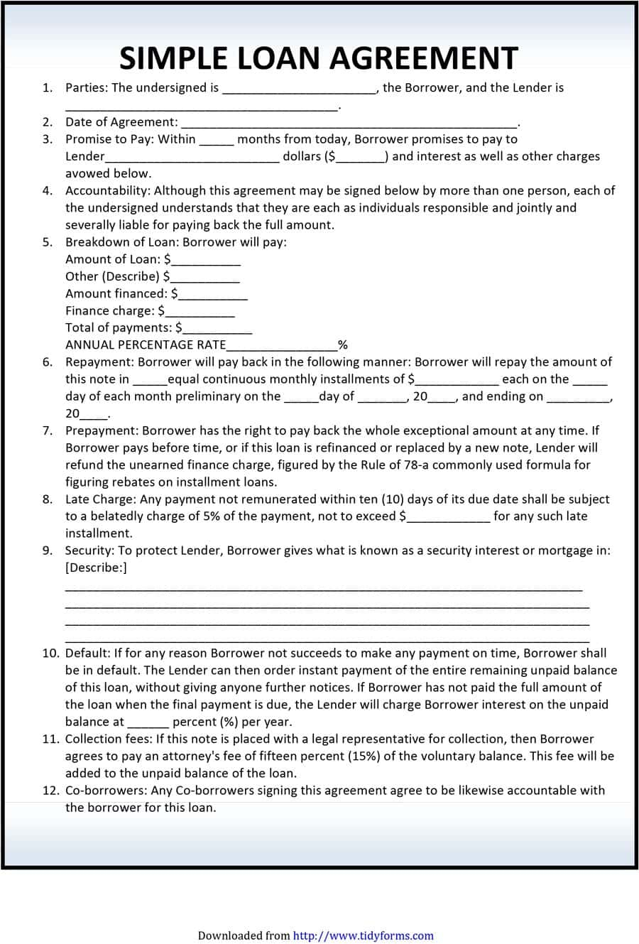 40+ Free Loan Agreement Templates [Word &amp;amp; Pdf] - Template Lab - Free Printable Blank Loan Agreement