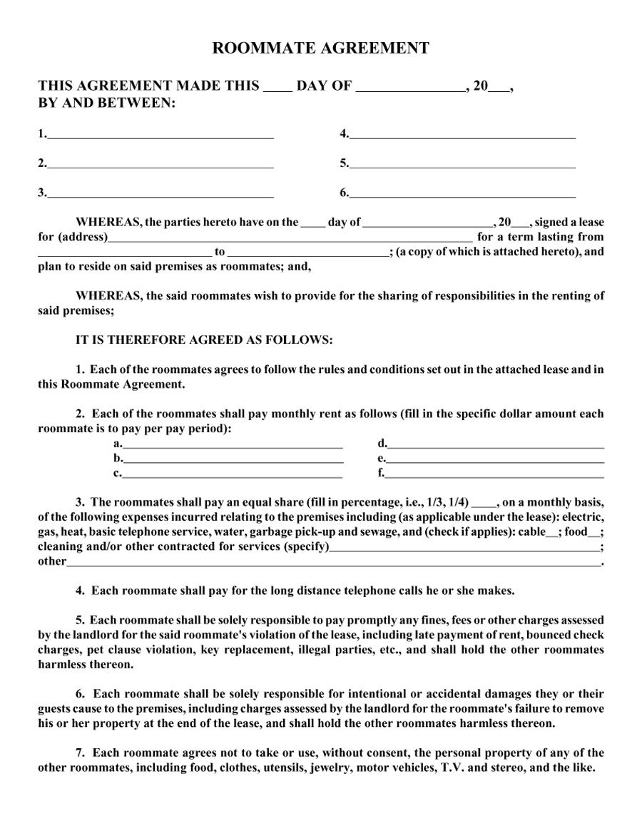 40+ Free Roommate Agreement Templates &amp;amp; Forms (Word, Pdf) - Free Printable Room Rental Agreement Forms