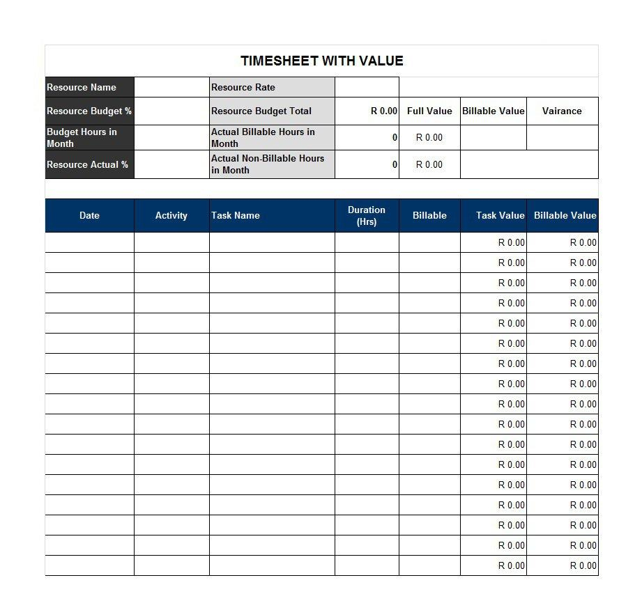 40 Free Timesheet / Time Card Templates - Template Lab - Time Card Templates Free Printable