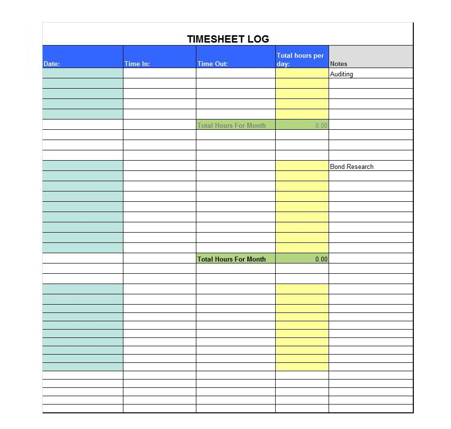 40 Free Timesheet / Time Card Templates - Template Lab - Time Card Templates Free Printable