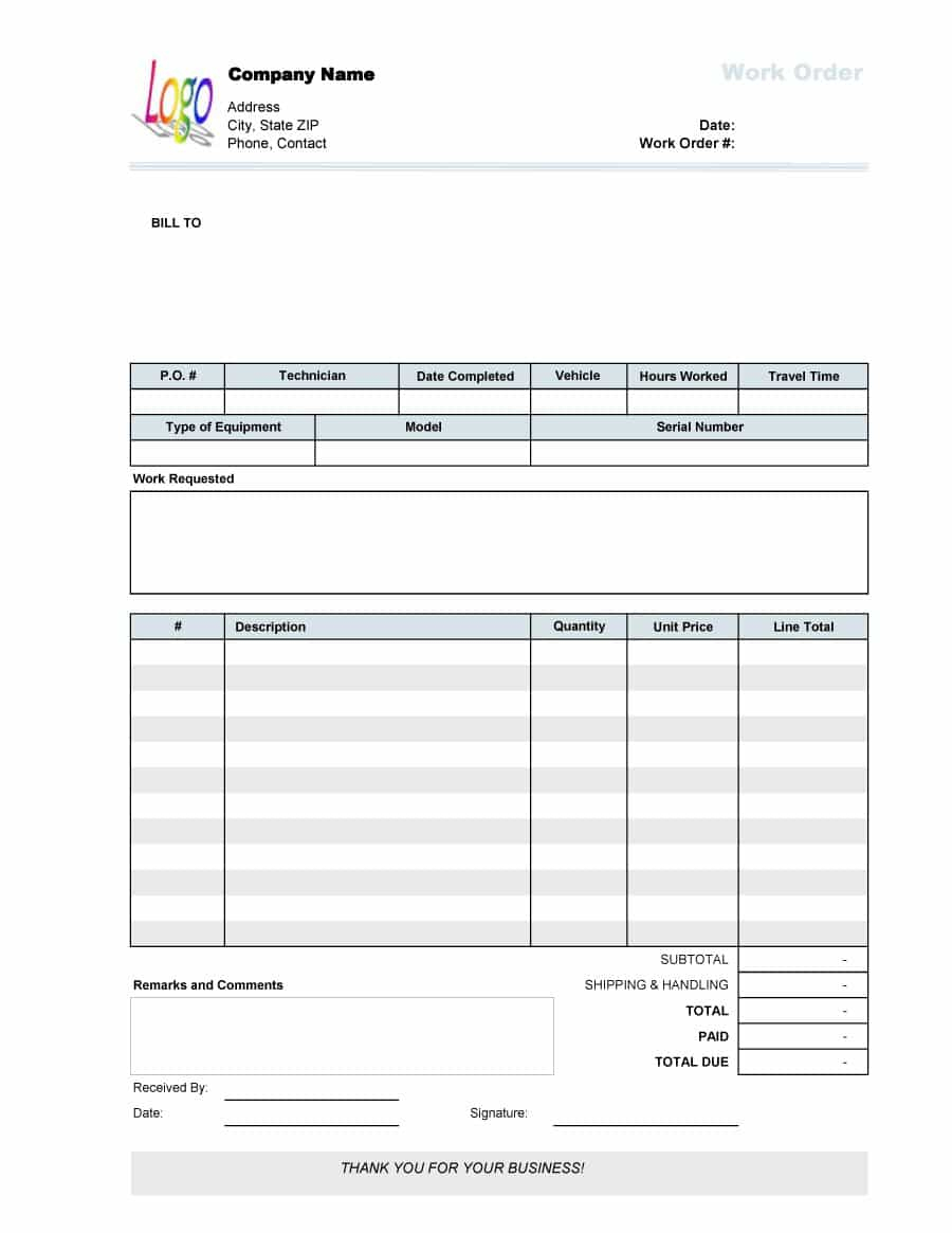 40+ Order Form Templates [Work Order / Change Order + More] - Free Printable Work Order Template