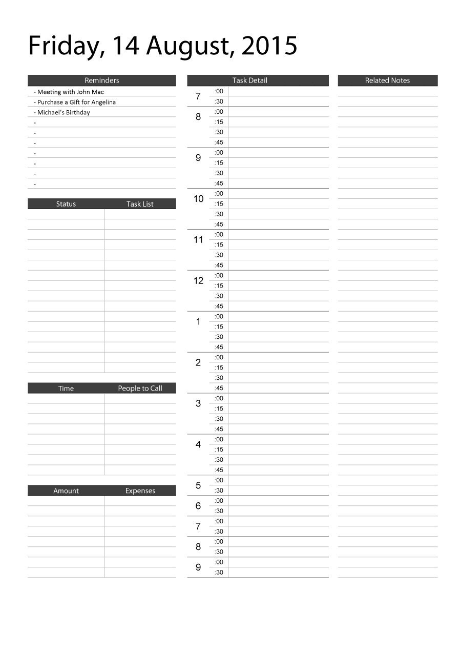 40+ Printable Daily Planner Templates (Free) - Template Lab - Free Printable Appointment Planner