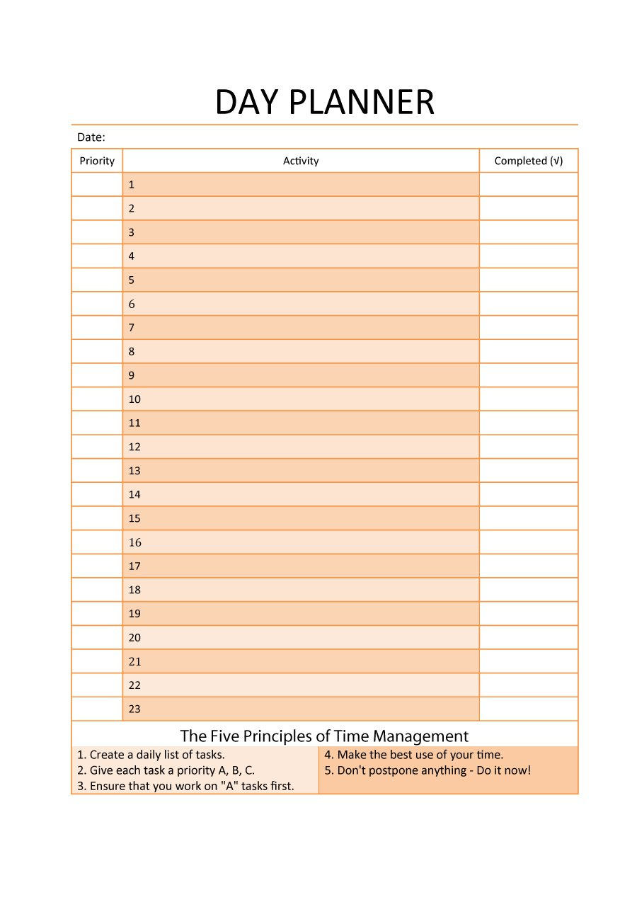 40+ Printable Daily Planner Templates (Free) - Template Lab - Time Management Forms Free Printable