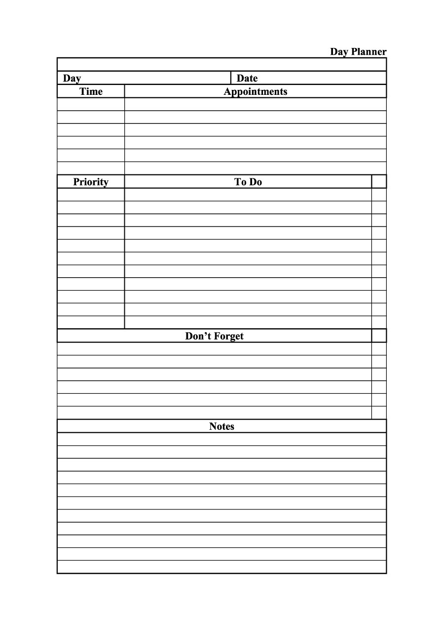 40+ Printable Daily Planner Templates (Free) - Template Lab - To Do Template Free Printable