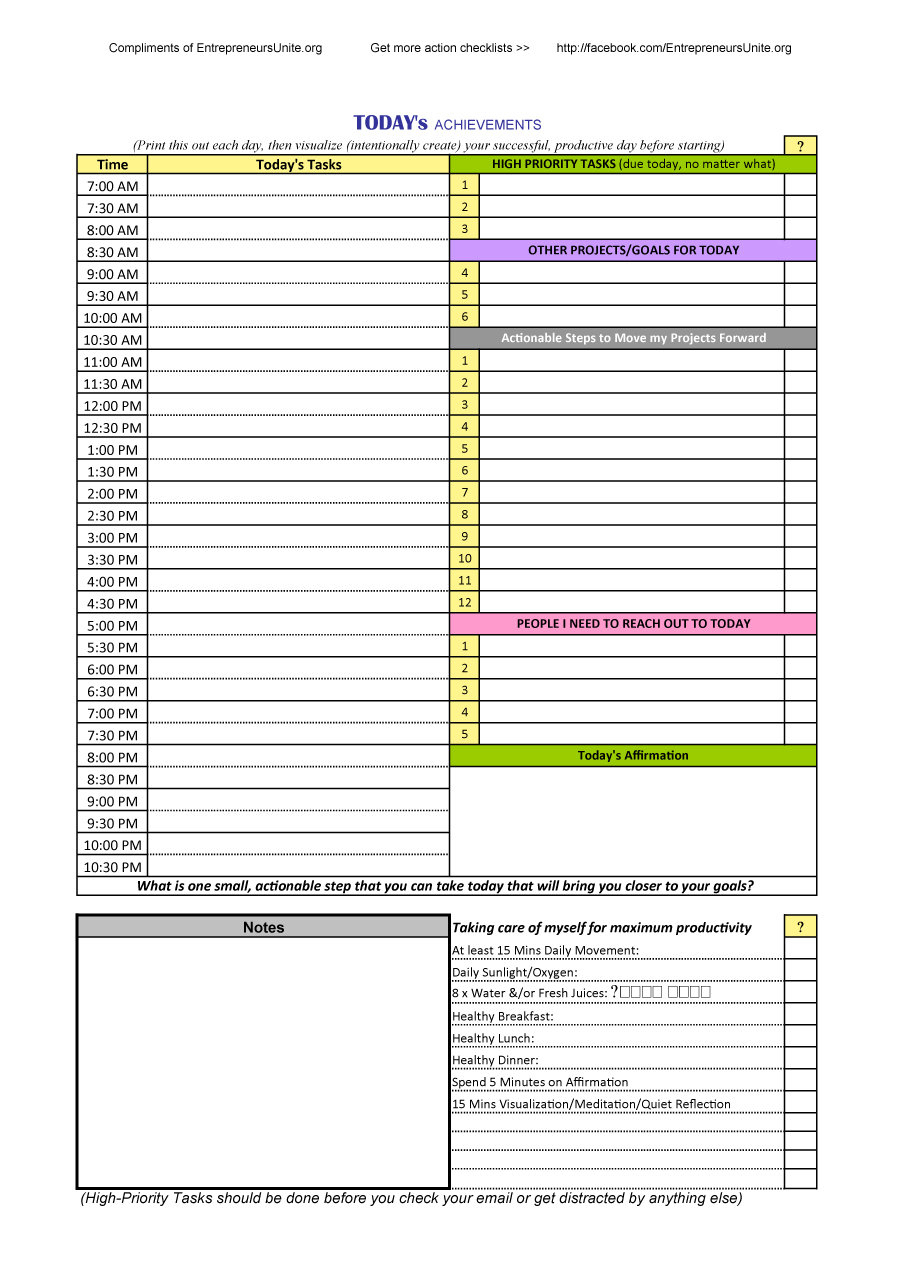 40+ Printable Daily Planner Templates (Free) - Template Lab - To Do Template Free Printable