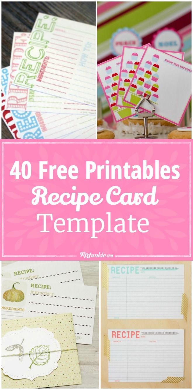 40 Recipe Card Template And Free Printables | Printables | Pinterest - Free Printable Recipe Cards