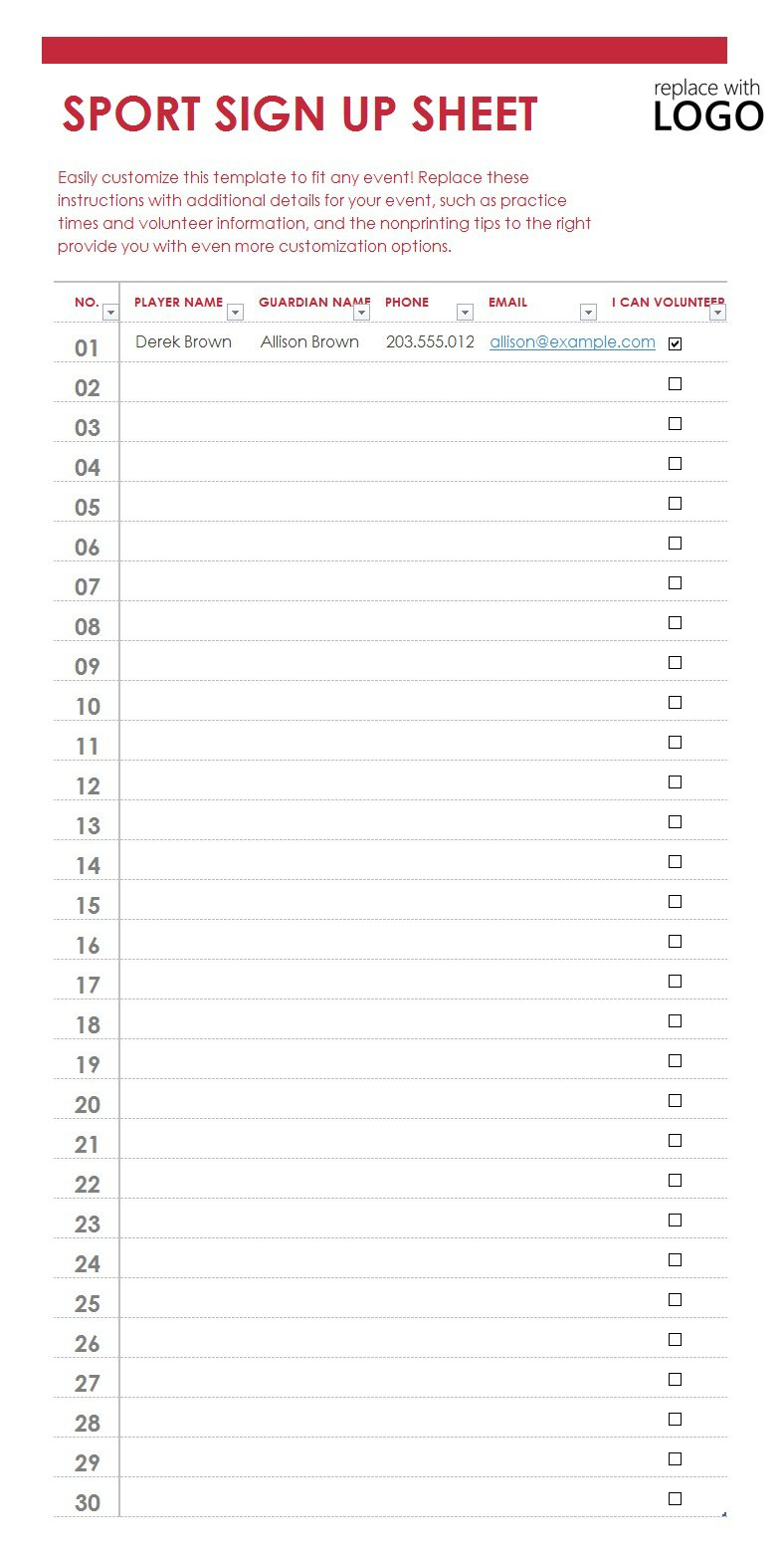 40 Sign Up Sheet / Sign In Sheet Templates (Word &amp;amp; Excel) - Free Printable Sign In Sheet Template