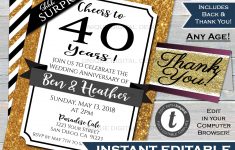 40Th Anniversary Invitation Fourtieth Wedding Anniversary Ruby | Etsy - Free Printable 40Th Anniversary Invitations