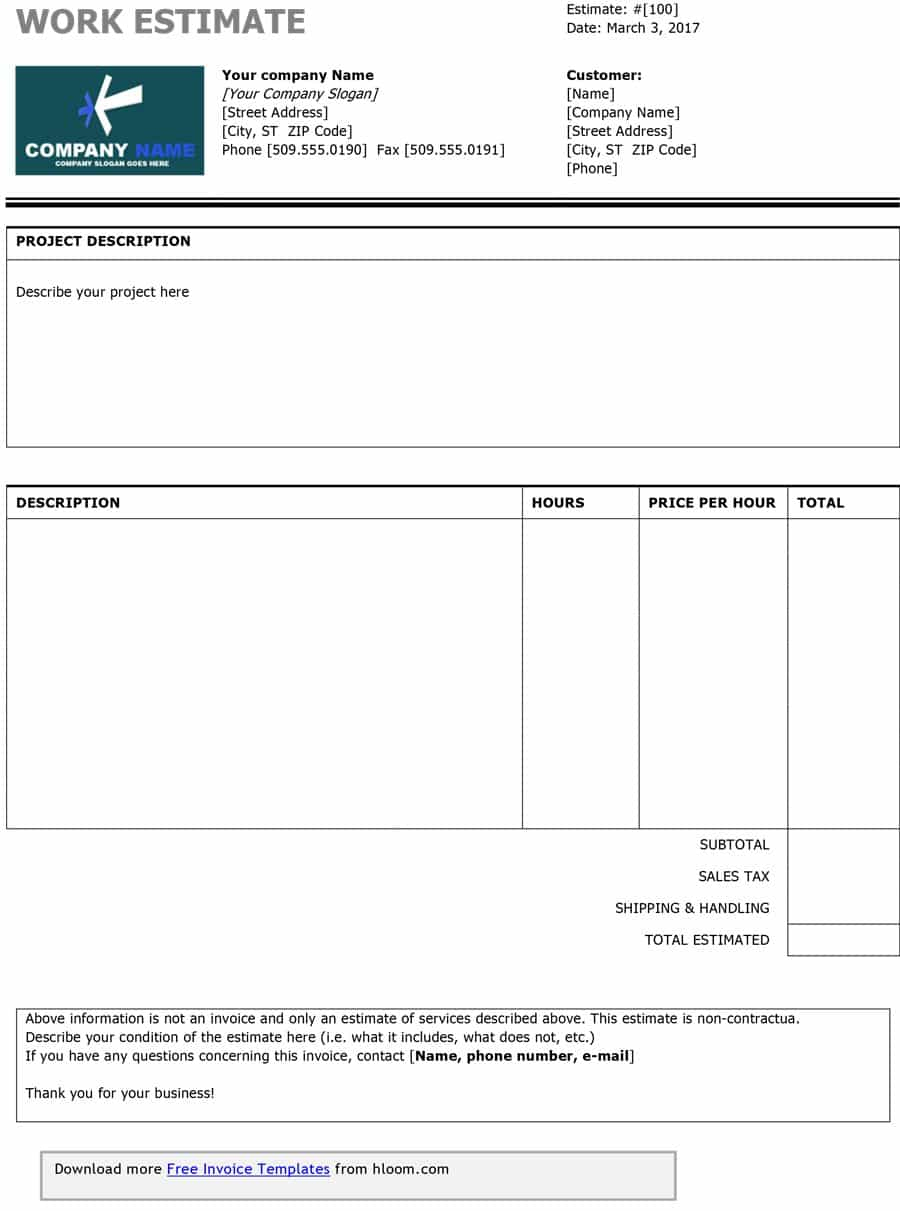 44 Free Estimate Template Forms [Construction, Repair, Cleaning] - Free Printable Estimate Forms