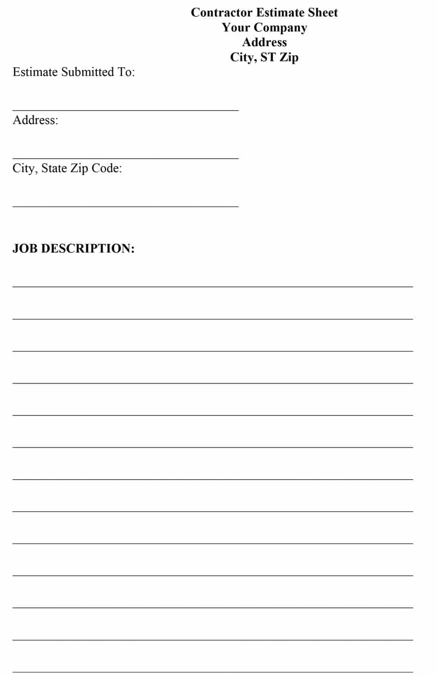 44 Free Estimate Template Forms [Construction, Repair, Cleaning] - Free Printable Job Quote Forms