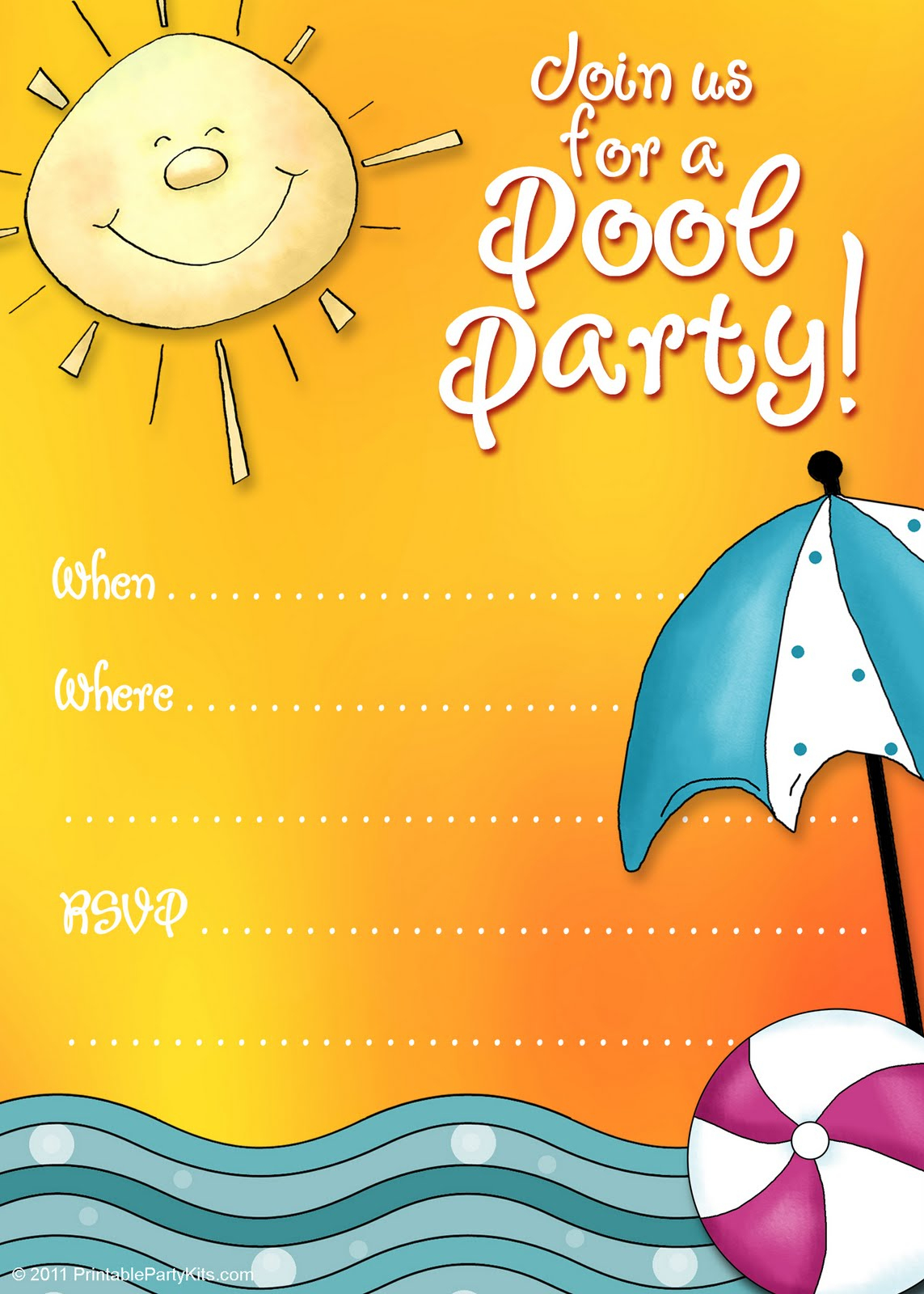 45 Pool Party Invitations | Kittybabylove - Free Printable Pool Party Birthday Invitations