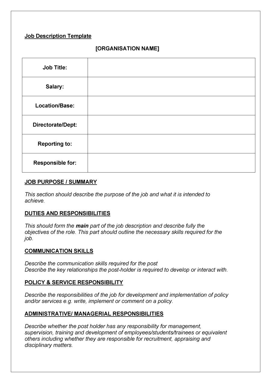 47 Job Description Templates &amp;amp; Examples - Template Lab - Free Printable Job Description Template