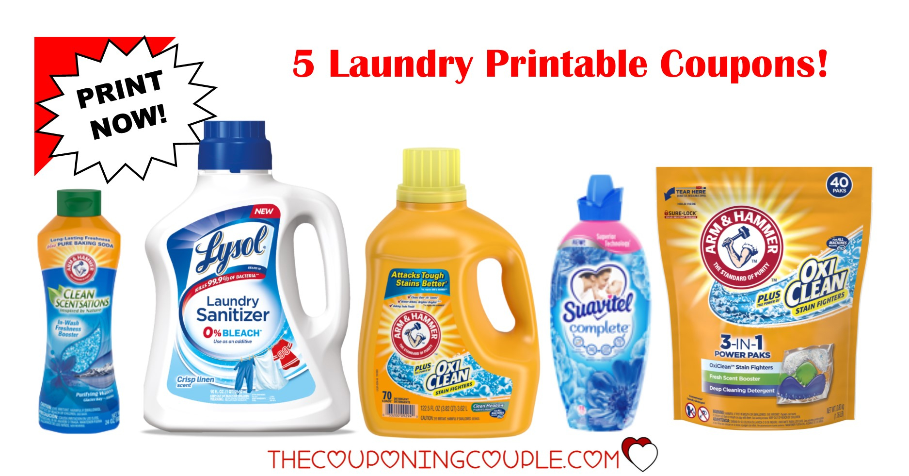 5 Laundry Detergent Printable Coupons ~ $5.50 In Savings!!! - Free Detergent Coupons Printable