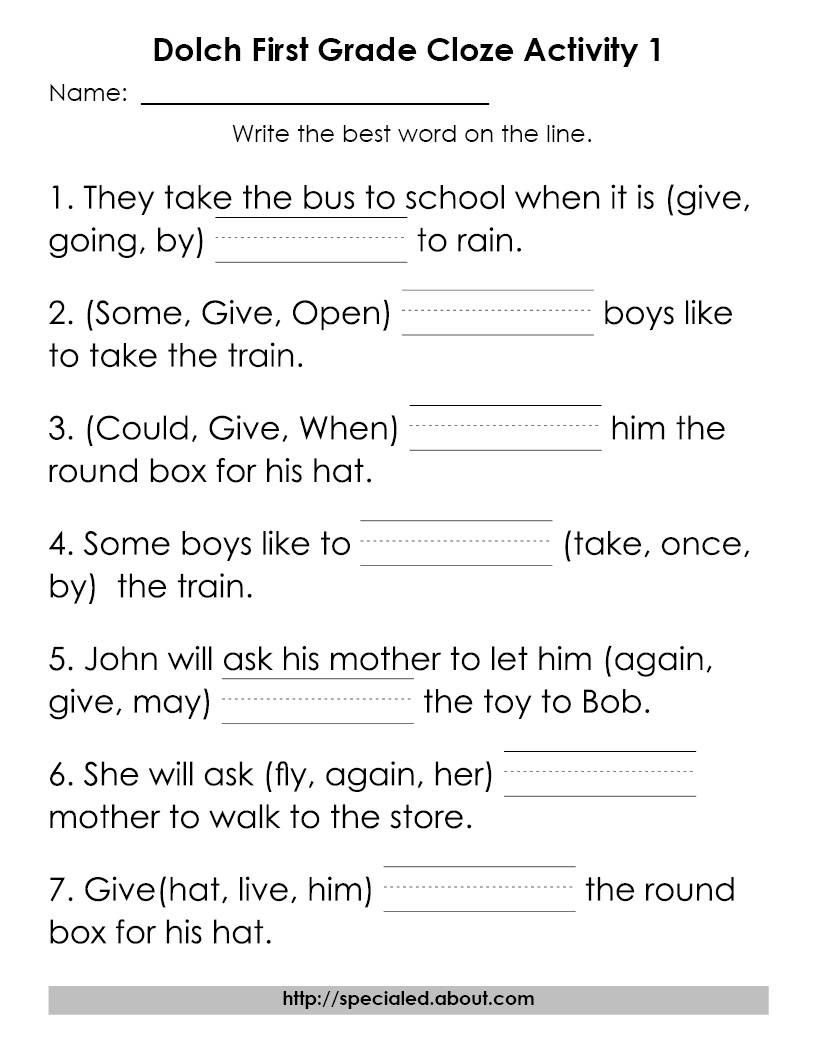 5 Sets Of Worksheets For Dolch High Frequency Words | Dolch - Free Printable Comprehension Worksheets For Grade 5