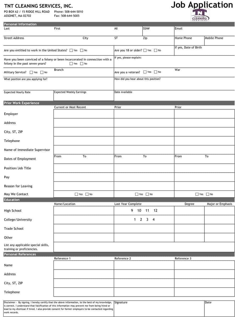 50 Free Employment / Job Application Form Templates [Printable] ᐅ - Free Printable Job Application