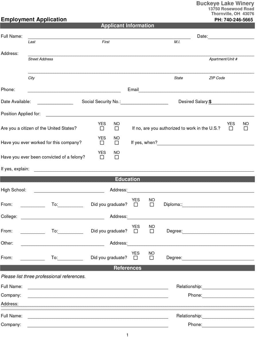 50 Free Employment / Job Application Form Templates [Printable] ᐅ - Free Printable Job Applications Online