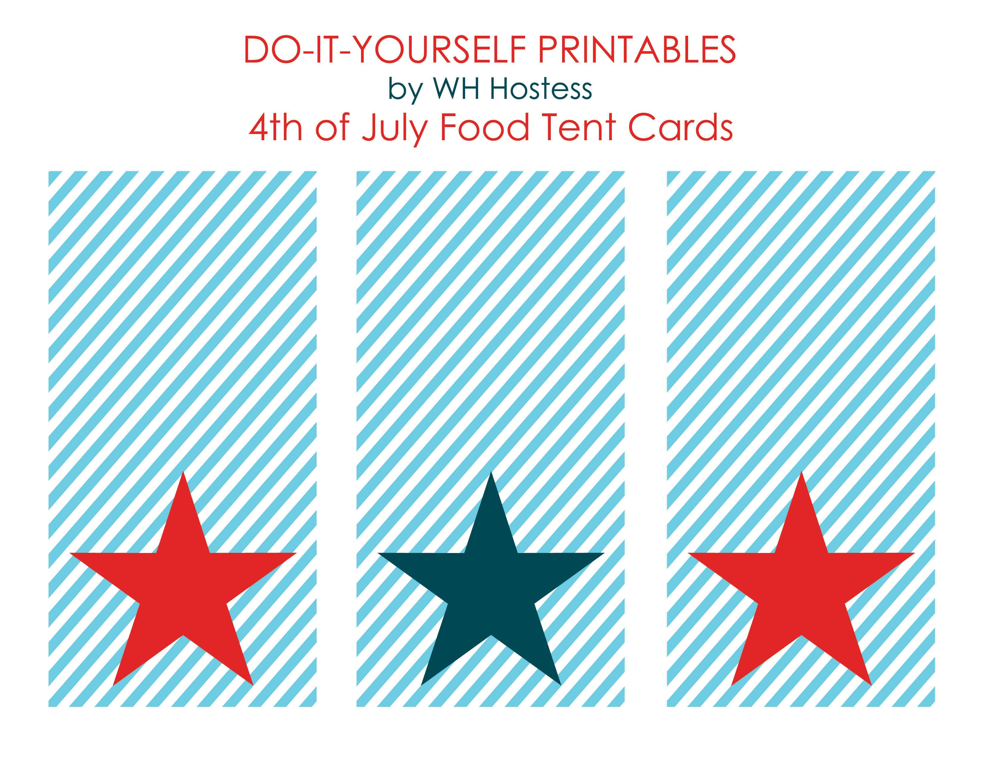 50 Independence Day (July 4Th Free Printables | Holidays | 4Th Of - Free Printable Food Tent Cards