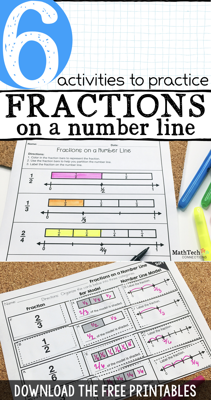 6 Activities To Practice Fractions On A Number Line - Free Printable Math Centers