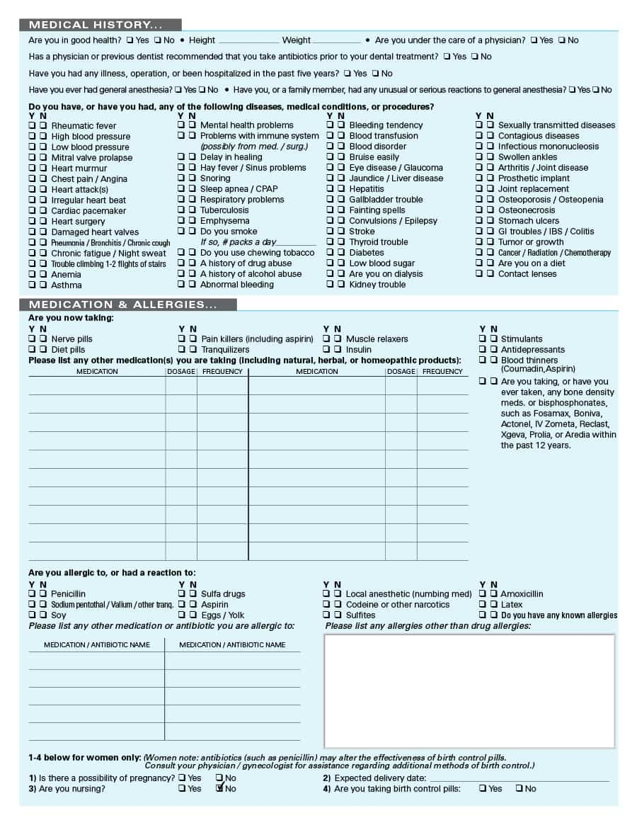 67 Medical History Forms [Word, Pdf] - Printable Templates - Free Printable Medical Forms