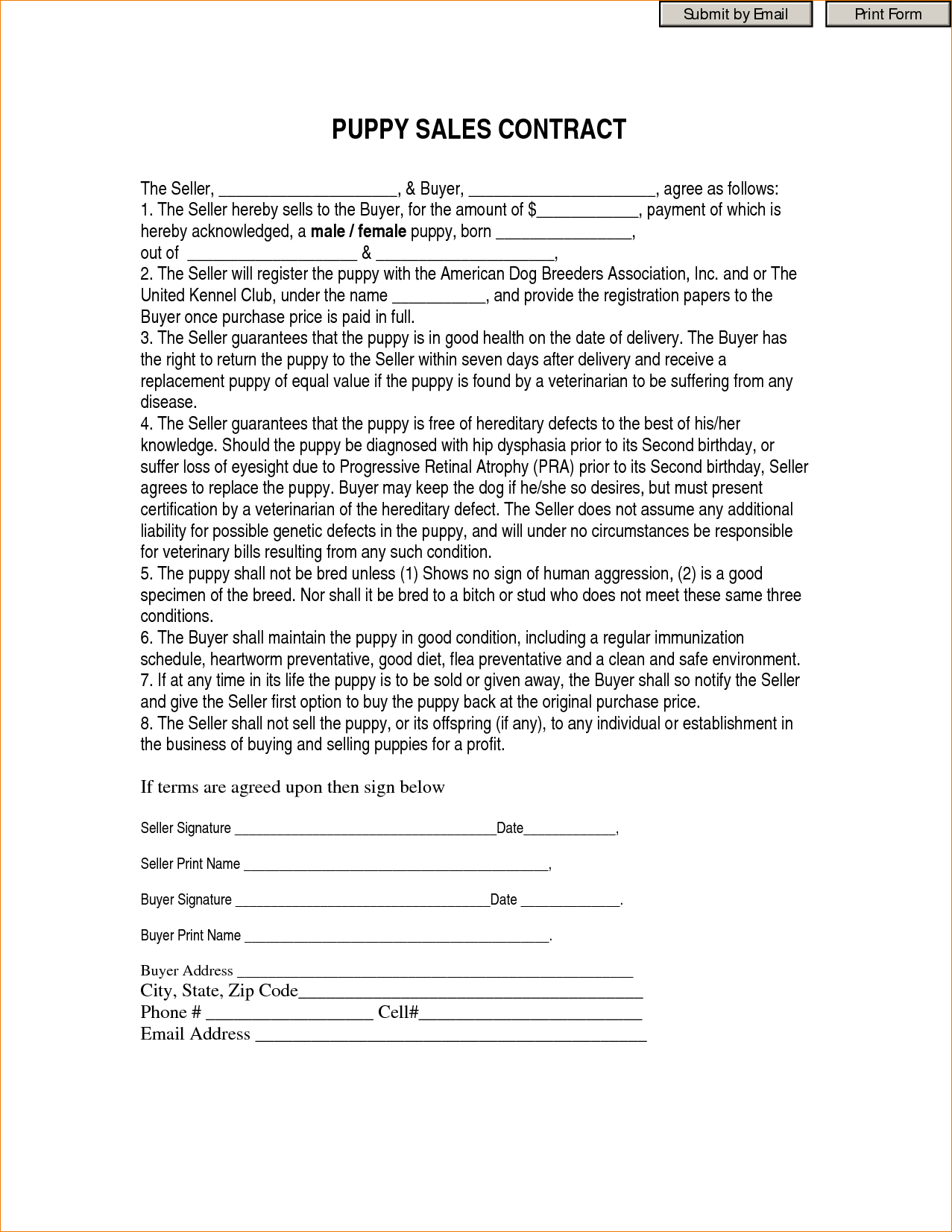 Free Printable Contracts Free Printable